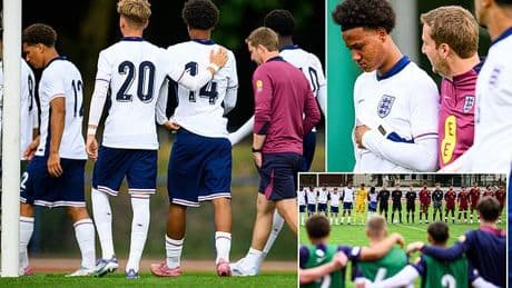 England U17s match is suspended for FIFTY minutes amid claims the Young Lions were racially abused by opponents