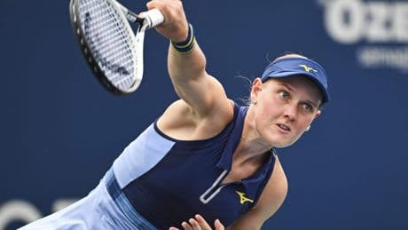 Suzan Lamens dinsdagmiddag de baan op voor eerste partij op US Open