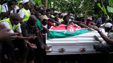 Photos of funeral of Kenyan civilian shot dead by police during protest