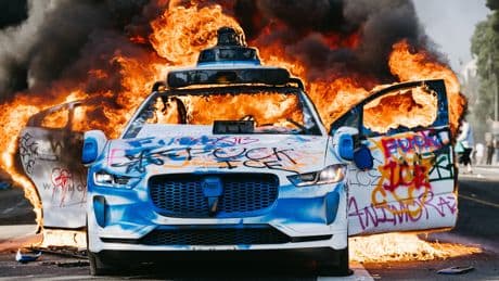 Waymo suspends robotaxi rides near LA protests after 5 cars are set ablaze