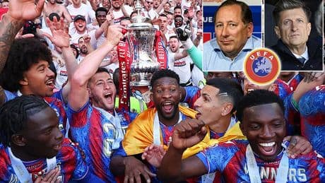 Crystal Palace KICKED OUT of Europa League: UEFA statement confirms FA Cup winners are Euro-relegated as Lyon keep their place