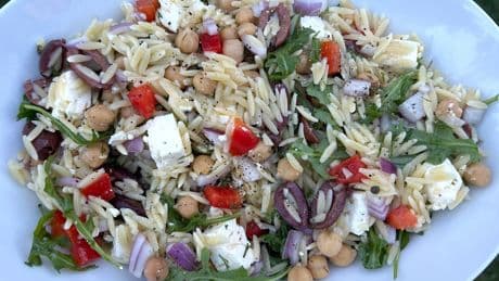 My Greek parents tried Ina Garten's Greek orzo salad, and now they can't stop making it