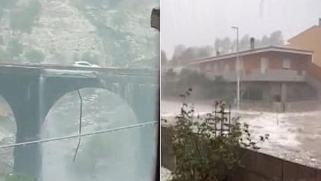 Italy is hit with deadly floods as ferocious 'water bomb' storm turns roads into rivers - while wildfires break out on tourist island