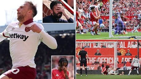 Man United 0-2 West Ham: Ruben Amorim's side fall to 16TH in the Premier League after miserable display from the Europa League finalists