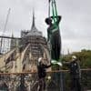 Notre-Dame de Paris. La cathédrale a retrouvé toutes les grandes statues à la base de sa flèche