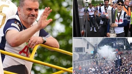 Son Heung-min leads celebrations and drops F-bomb as Spurs stage Europa League victory parade