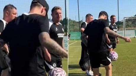 Premier League manager shows off outrageous skills in training session as his club prepare for pre-season friendlies