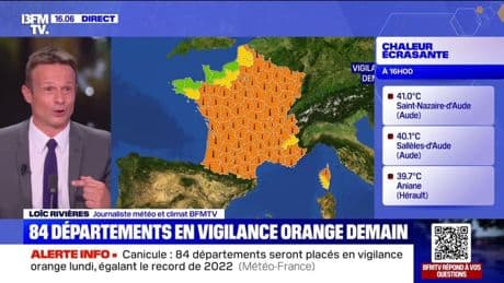 Canicule: 84 départements en vigilance orange ce lundi