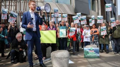 Save Loch Lomond campaign protests at Scottish Parliament over 'shameful' Flamingo Land plan