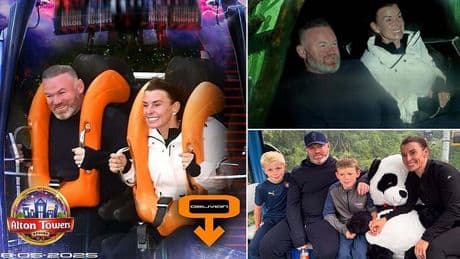 A change from the managerial rollercoaster! Wayne Rooney enjoys a day out at Alton Towers with wife Coleen and his two youngest sons