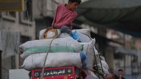 Photos show displaced Palestinians fleeing the northern Gaza Strip