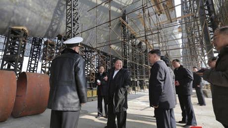 North Korea uprights capsized warship