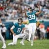 Jaguars' Cam Little hits a 70-yard field goal in an exhibition game against the Steelers