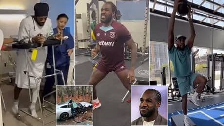 West Ham star Michail Antonio releases footage of painstaking recovery journey after surviving horror car crash