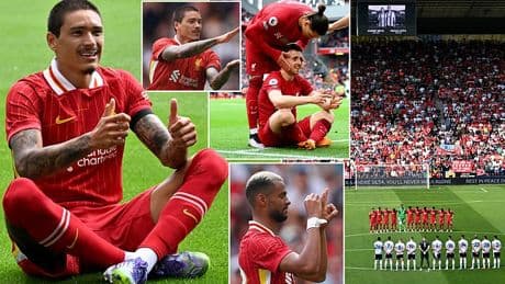 Liverpool stars soak in fans' tributes to Diogo Jota at final whistle as Arne Slot's Reds win their first game back since car tragedy with Darwin Nunez and Cody Gakpo copying late star's celebrations