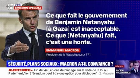 Gaza: "Ce que fait le gouvernement de Benjamin Netanyahu est inacceptable (...) c'est une honte", affirme Emmanuel Macron