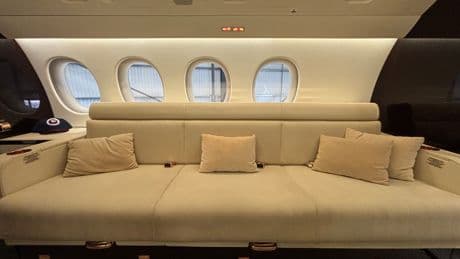 See on board the $60 million Dassault Falcon 8X private jet. It costs $14,000 an hour to hire, and has owners like F1 star Max Verstappen.