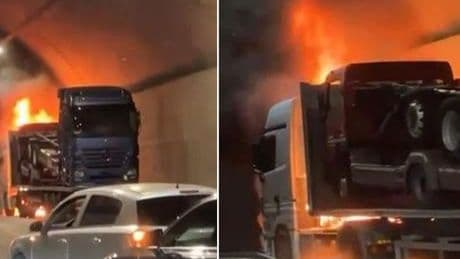Sabiha Gökçen Havalimanı Tüneli'nde TIR yangını