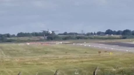 Pilot battles to land plane with 70 passengers onboard after engine fails in strong winds