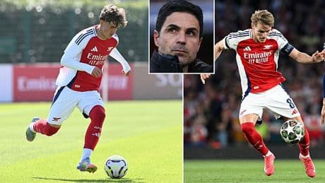Mikel Arteta suggests that 15-year-old academy star could rival Martin Odegaard for starting spot next season after Arsenal captain's dip in form
