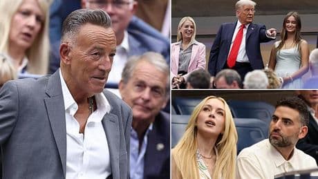 Trump critic Bruce Springsteen and stony faced celebs watch US Open final after POTUS triumphantly greets crowd