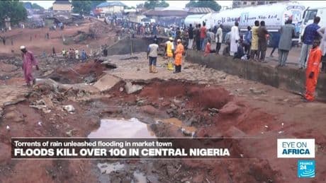 Dozens dead after floods submerge market town in Nigeria
