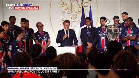 "Ici c'est Paris!": Emmanuel Macron félicite les joueurs du PSG après leur victoire en Ligue des Champions