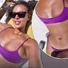 Maya Jama flaunts her jaw-dropping figure in a TINY purple bikini amid her romantic getaway with boyfriend Ruben Dias - after sharing first ever snap with the hunky footballer