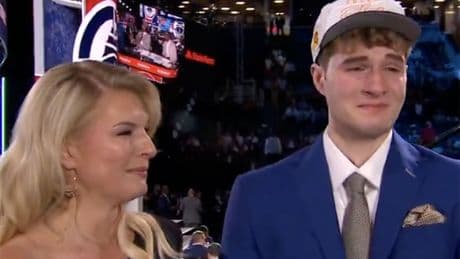 Liam McNeeley in tears with mom Ashley in emotional 2025 NBA Draft moment