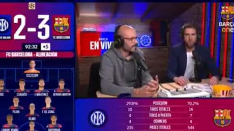 La polémica retransmisión del canal del Barça con el gol de Acerbi: &quot;Es un tipo provocador, que no tiene nada en la cabeza&quot;