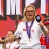 Watch: Sarina Wiegman dances for joy as Lionesses celebrate Euros win