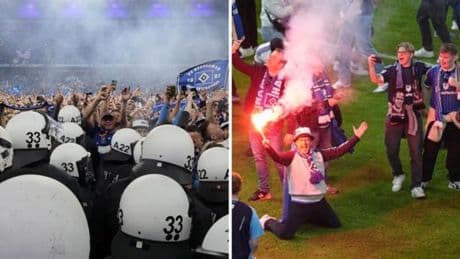 Etliche Schwerverletzte nach Aufstieg: Schon vor Abpfiff rasten Fans völlig aus: Video zeigt HSV-Eskalation