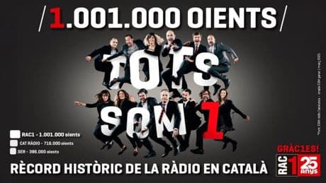 RAC1 rompe todos los récords y supera el millón de oyentes