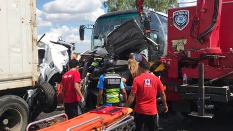 10 killed in Philippines after passenger bus slams into vehicles at a toll booth