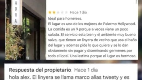 La aplaudida respuesta de un restaurante a un cliente que dejó una mala reseña por dar de comer a un sintecho