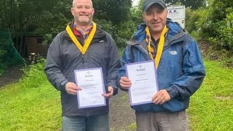 Two 138th Glasgow (Cambuslang Parish) Scout Group leaders win Silver Acorn awards