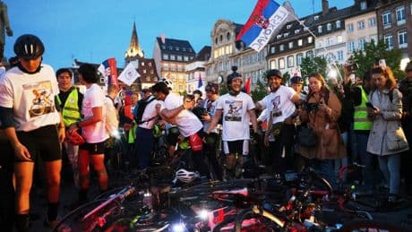 Serbian students cycle hundreds of miles to take their grievances to the EU