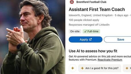 Brentford put out job advert on LinkedIn seeking new assistant first team coach - as Bees look to add to Thomas Frank's staff