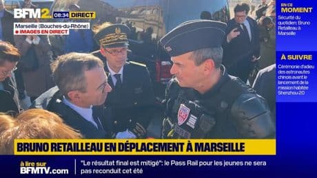 Auprès des CRS à Marseille, le ministre Bruno Retailleau qualifie la société d'"hyper violente"