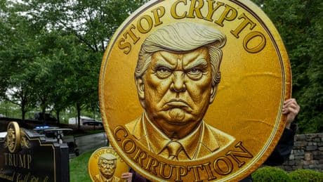 'Orgy of corruption': Investors descend on Trump's $148m meme coin dinner amid protests