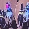 Insane moment falling jockey clambers onto a rival horse in the middle of a race at Saratoga