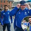 Sam Thompson has his game face on as he arrives for Soccer Aid with Wayne Rooney after being forced to pull out due to injury