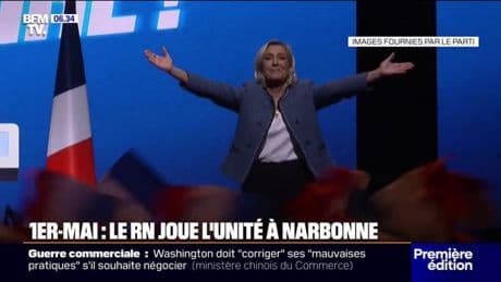 "Ils veulent vous voler [la victoire] de 2027": pour leur meeting du 1er-Mai à Narbonne, Marine Le Pen et Jordan Bardella se divisent les rôles