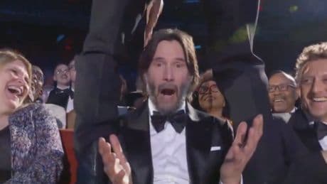 Keanu Reeves ‘won the Tonys’ say fans after Jonathan Groff straddles him in viral moment