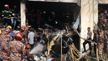 Pupils' skin 'peels off' from major burns after horror Bangladesh plane crash into school kills 20