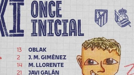 Confirmado el once del Atlético ante la Real, sin Griezmann