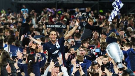 Falkirk come from behind against Hamilton to clinch Championship title at long last