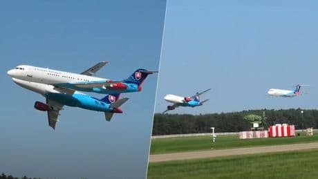 No son cazas, son aviones del Gobierno de Eslovaquia. El día que un Airbus A319 y un Fokker 100 se robaron el show
