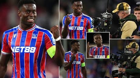 Marc Guehi flashes cheeky grin as he delivers pointed message to TV cameras after Crystal Palace's European win amid Liverpool links