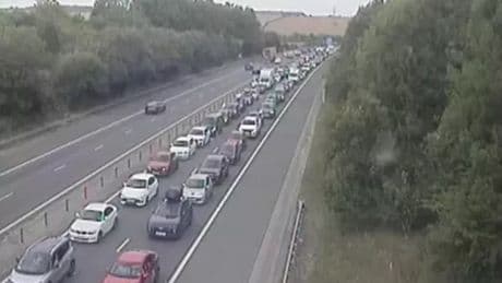 M11 traffic LIVE: Motorway shut as car fire causes delays near Stansted Airport